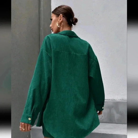 Solid Button Front Drop Shoulder Coat & Skirt - Picture 5 of 6